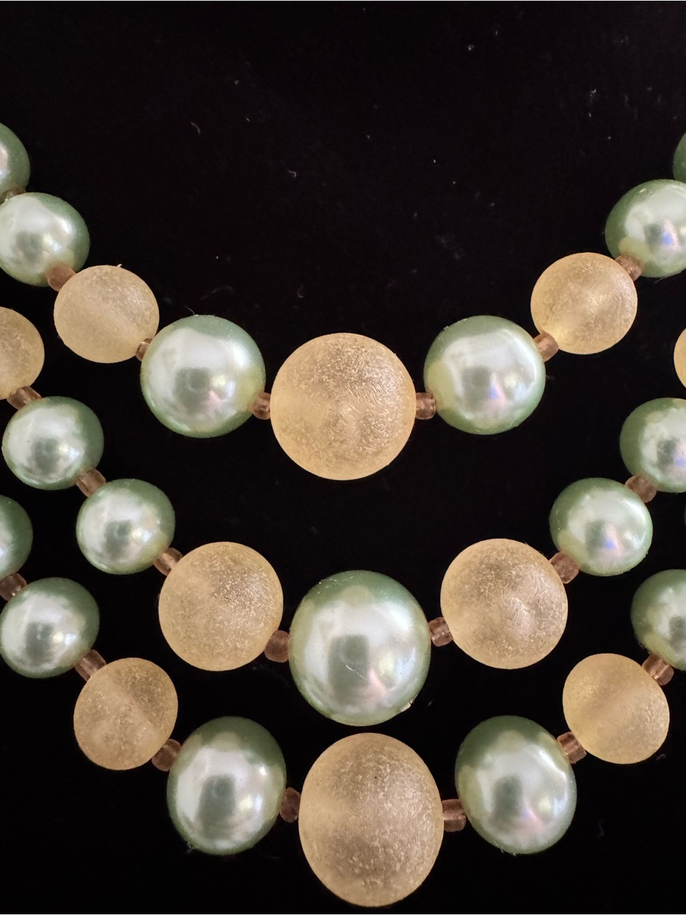 Vintage JAPAN Multi-Strand Green and Yellow Bead Necklace with Matching Earrings - Picture 2 of 5
